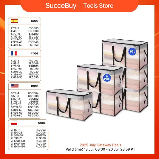 VEVOR 60L/90L Large Storage Bags 6 Pack Clothes Storage Bins  with Handle Foldable Closet Containers for Home Bedsheet Pillow
