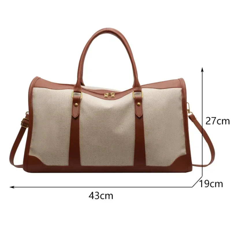 Women Travel Storage Handbag Vintage Fitness Luggage Bag Single Shoulder Crossbody Bag Large Nylon PU Leather Bag 2024 Handbags