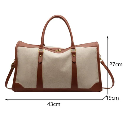 Women Travel Storage Handbag Vintage Fitness Luggage Bag Single Shoulder Crossbody Bag Large Nylon PU Leather Bag 2024 Handbags