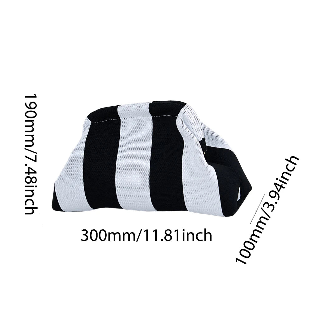 Ladies Crochet Clutch Purses Contrast Color Beach Bags Summer Woven Bags Women's Knitted Dumpling Bag Female Chic Colorblock Bag