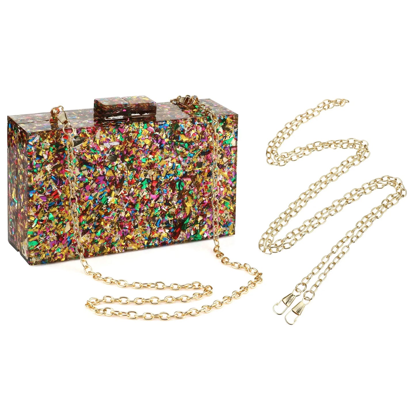 Acrylic Purses Handbags for Women Trend Designer Multicolor Perspex Geometric Patterns Box Clutch Banquet Evening Crossbody Bags