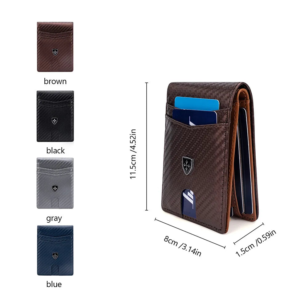 Slim Wallet for Men Leather Money Clip Mens Wallets RFID Blocking Front Pocket Bifold Credit Card Holder Purses Pocket