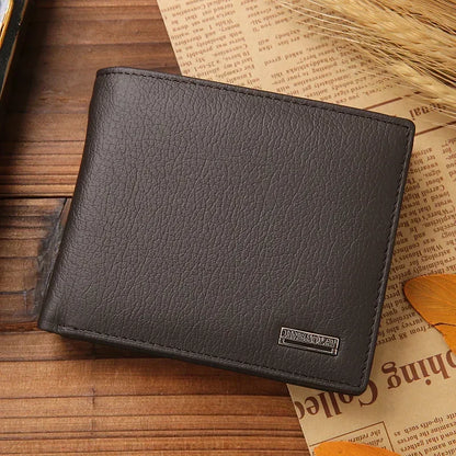 Genuine Leather Men Wallets Premium Product Real Cowhide Wallets for Man Short Black Walet Portefeuille Homme