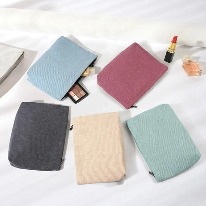 Corduroy Travel Cosmetic Bag Portable Makeup Storage Bag Purses Women Large Capacity Zipper Make Up Organizer Storage Clutch
