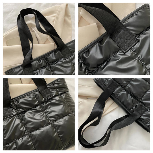 Fashion Women Tote Bag Large Capacity Cotton Padded Purses Handbags Rhombus Portable Handbag Quilted Solid for Leisure Travel