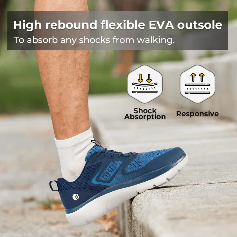 Men'S Running Shoes Wide Toe 2E Lightweight Non-Slip Walking Sport Shoe Cushioning Slip-On Comfortable Breathable Sneakers