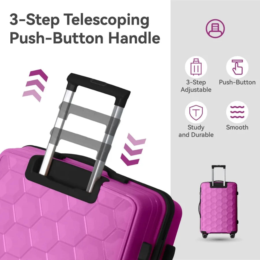 3Piece Luggage Set Travel Lightweight Suitcases with Rolling Wheels TSA lock Moulded Corner Carry on Luggages for Business Trip