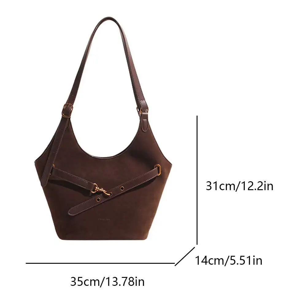 Suede Tote Bag for Women Suede Shoulder Bag Large Capacity Retro Shoulder Satchel Bag Large Shoulder Purse Shopping Bag