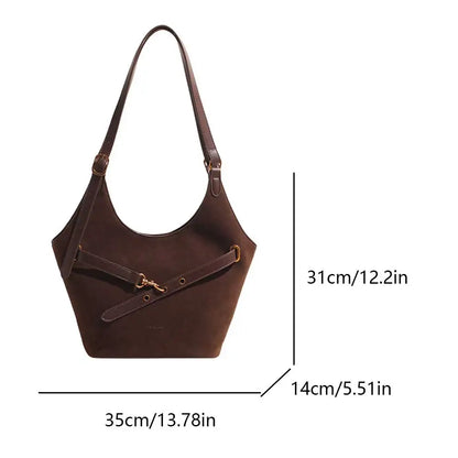 Suede Tote Bag for Women Suede Shoulder Bag Large Capacity Retro Shoulder Satchel Bag Large Shoulder Purse Shopping Bag