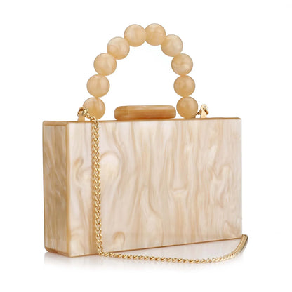 Wedding party crossbody bag, pearl marble, dark green acrylic PVC evening bag, women's wallet and handbag, beach flap