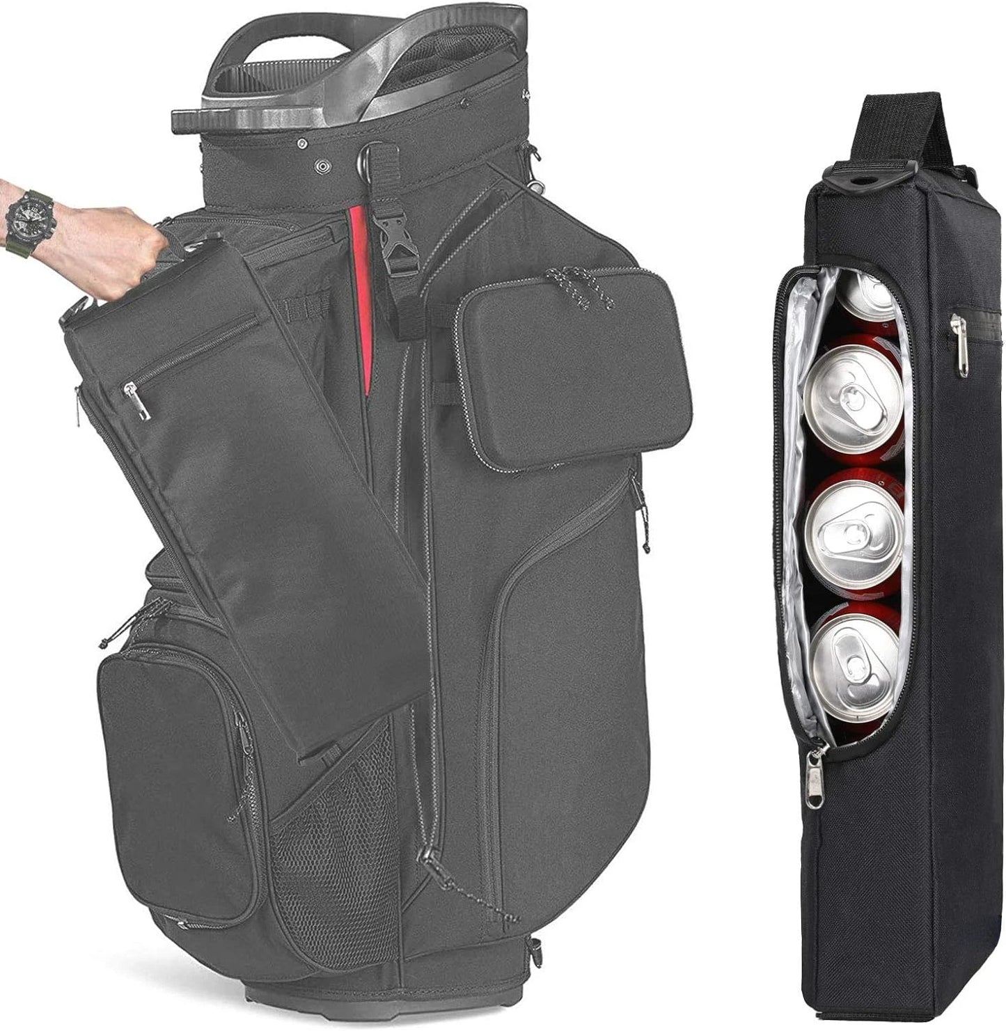AROUY Golf Cooler Bag - Golf Accessories for Men and Small Soft Cooler Bags Insulated Beer Cooler Holds a 6 Pack of Cans or Two