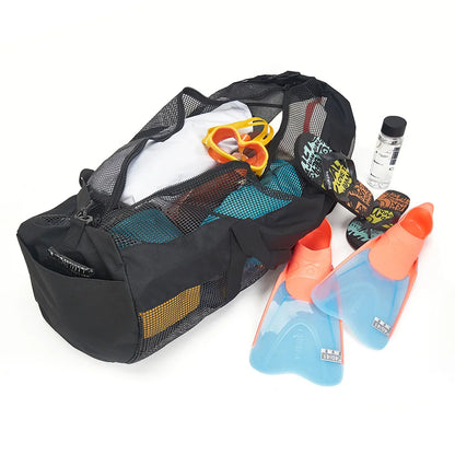 Portable Beach Storage Bag with Adjustable Strap Multifunctional Mesh Duffel Bag Large Capacity for Surfing Swiming Scuba Diving