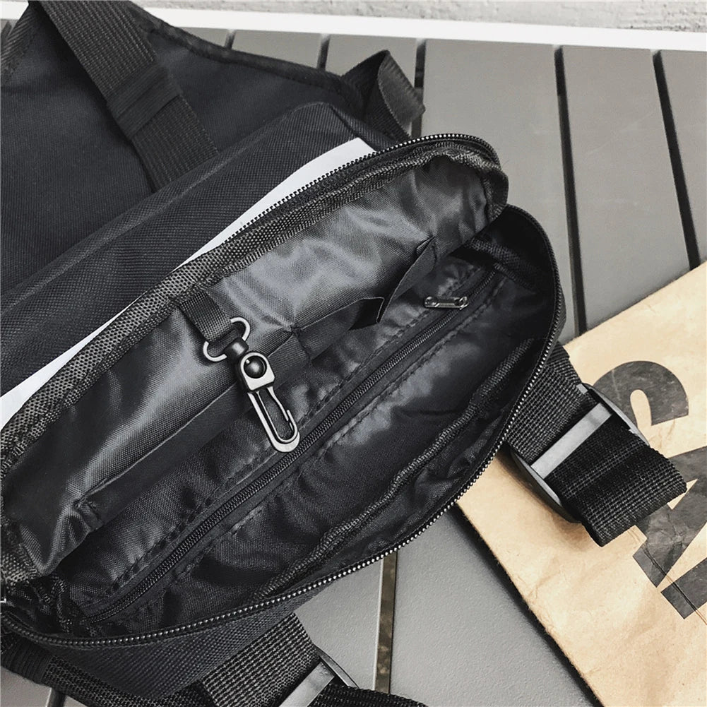 Hip Hop Vest Bag Men Women Oxford Cloth Waistcoat Streetwear Shoulder Belt Pack Travel Purse Phone Pouch Pocket