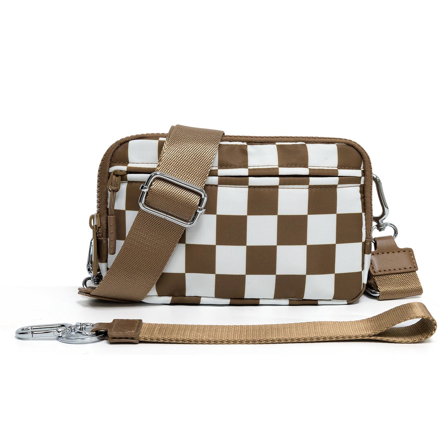 DOYOGI 3 In 1 Black and White Checkered Nylon Crossbody Bags for Women Purses and Handbags Women's Casual Messenger Bags