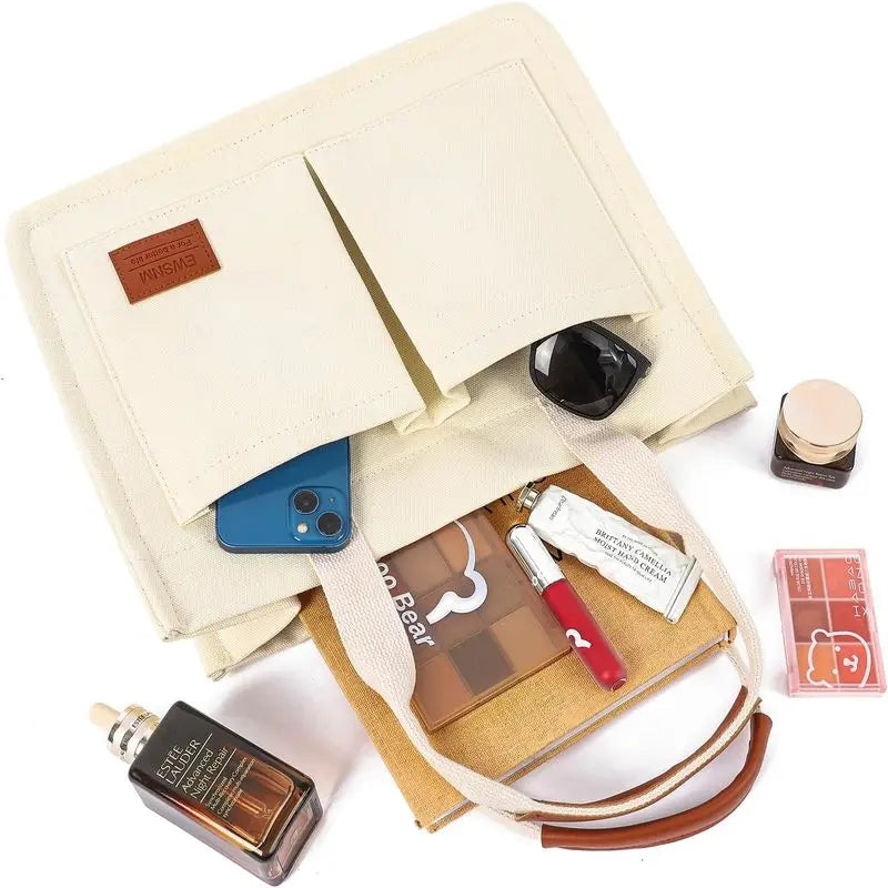 Canvas Tote Bag for Women, Large Laptop Travel Tote Handbag Totes with Crossbody Shoulder Teachers Reusable Grocery Bags