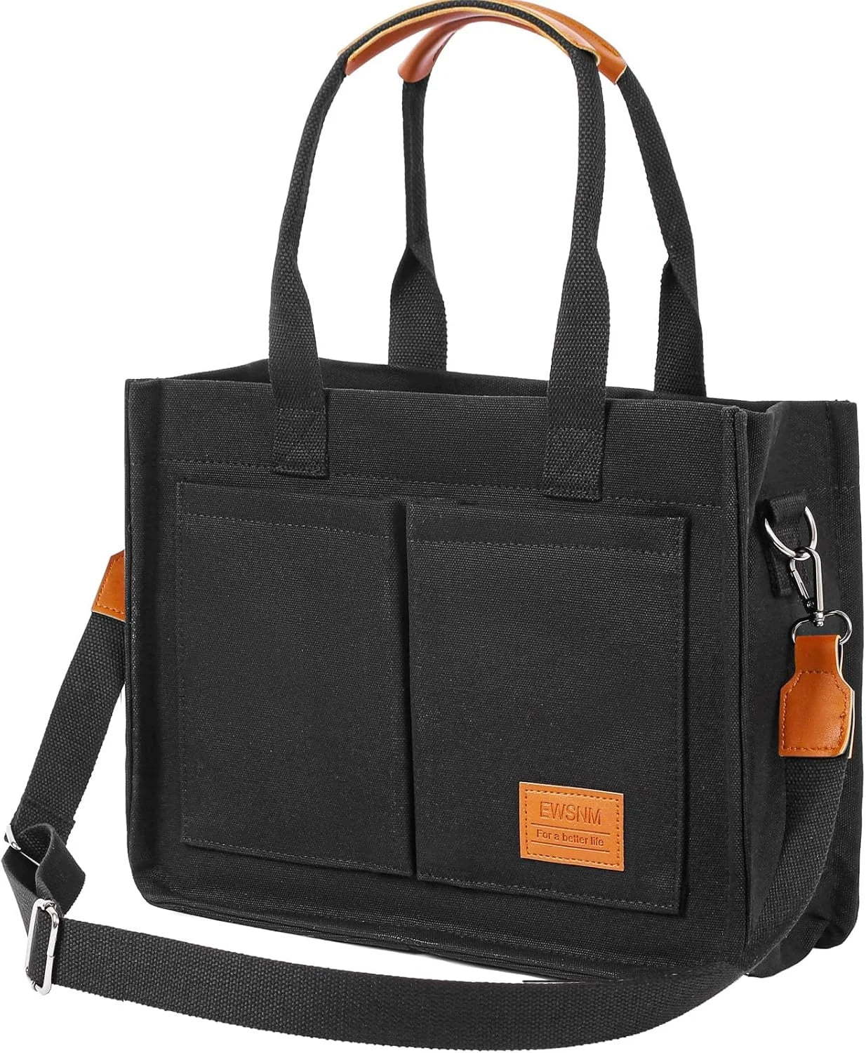 Canvas Tote Bag for Women, Large Laptop Travel Tote Handbag Totes with Crossbody Shoulder Teachers Reusable Grocery Bags