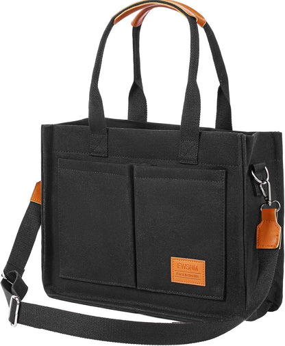 Canvas Tote Bag for Women, Large Laptop Travel Tote Handbag Totes with Crossbody Shoulder Teachers Reusable Grocery Bags