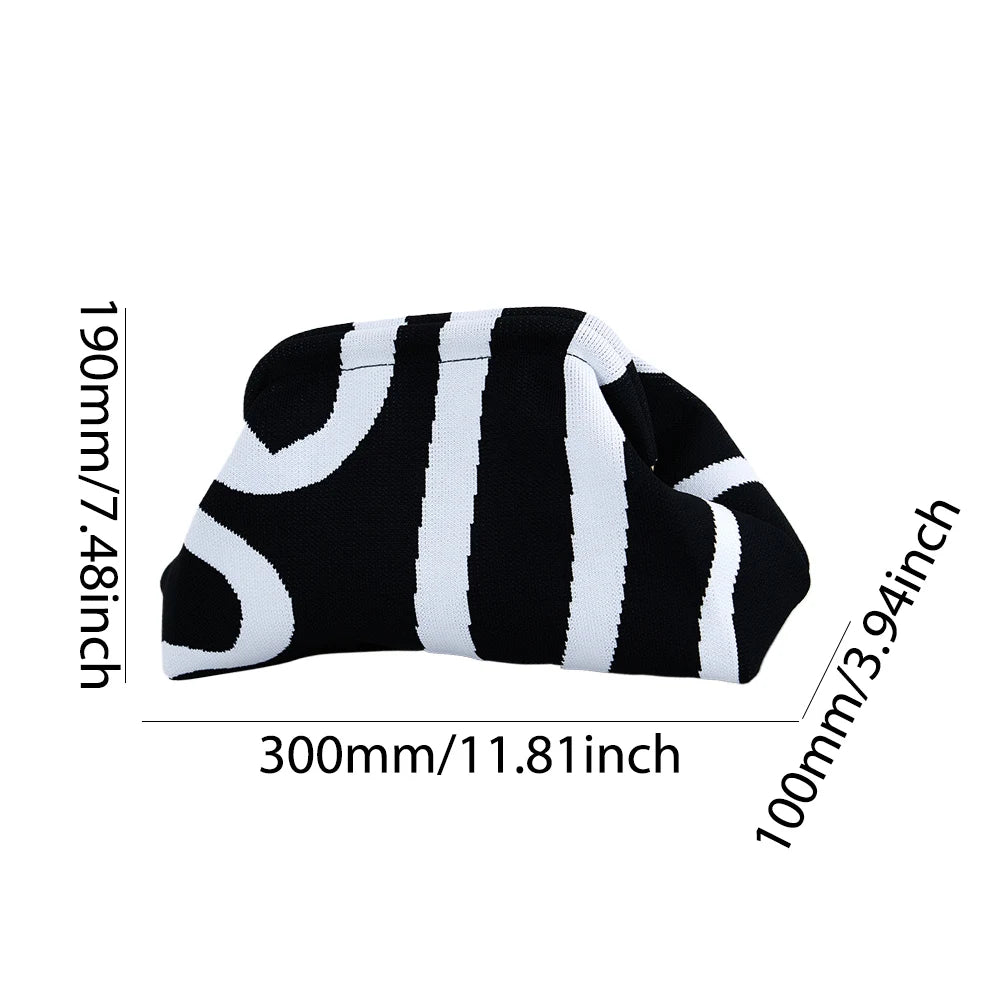 Ladies Crochet Clutch Purses Contrast Color Beach Bags Summer Woven Bags Women's Knitted Dumpling Bag Female Chic Colorblock Bag