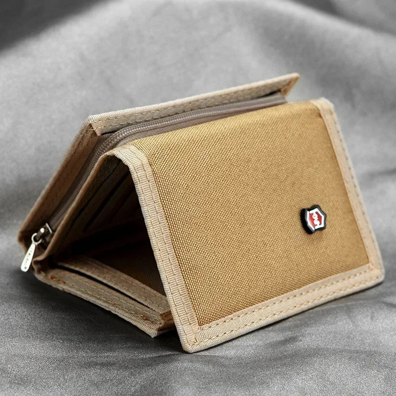 Men'S 5 Colors Coin Purse Canvas Wallet Solid Color Fashion Slim Multifunctional Classic Portable Card Holder