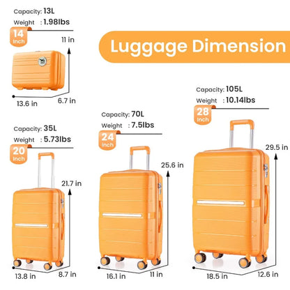 Luggage Sets 4 Piece 14 20 24 28 PP Lightweight Durable Expandable suitcase