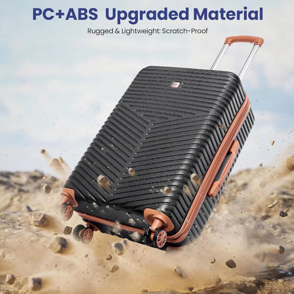 4 Piece Luggage Set Carry On ABS+PC Hard Shell Suitcase Travel Packing Box With Spinner Wheels & TSA Lock For Business ﻿Trip