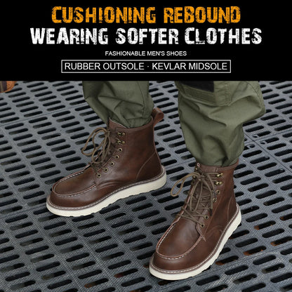 Two layer cowhide high top anti-smash anti-puncture breathable fashion labour insurance shoes