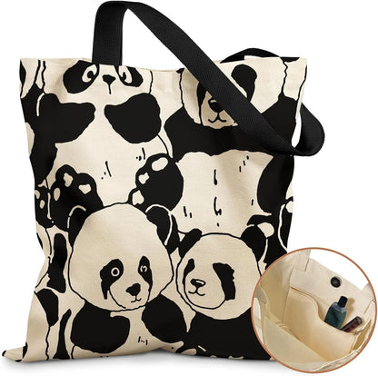 Aesthetic Tote Bag for Girls - with Magnetic Buckle and Zipper Inner Pocket for Women Lady Canvas Cotton Tote Bag