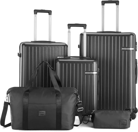 5 Piece Carry On Luggage Sets ABS PC Suitcases With Wheel Hardshell 20/24/28 inch Luggage Travel Case With Duffel Bag Travel Bag