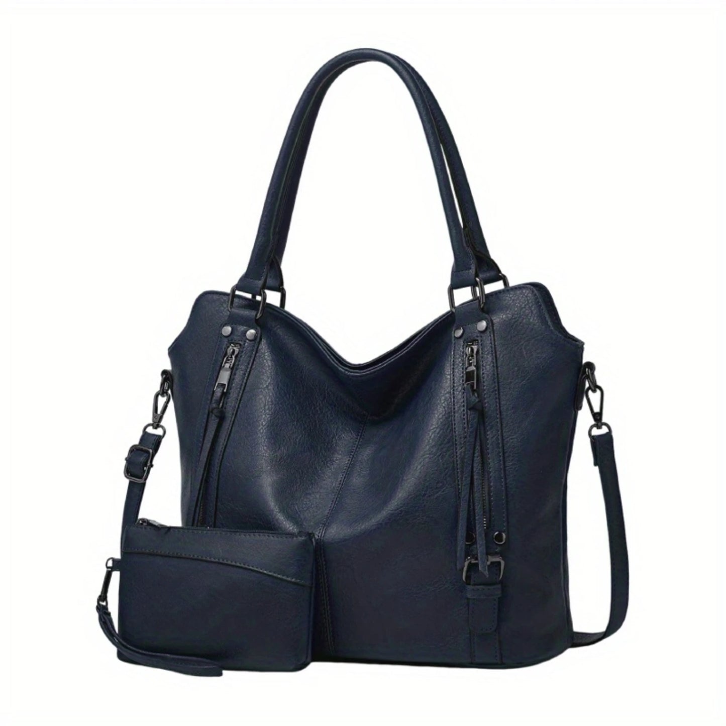 2PC Set Purses Tote Bag For Women, Handbags PU Leather Large Shoulder Bag,  Cow Pattern Work Bags With Multi-Pockets, Designer H