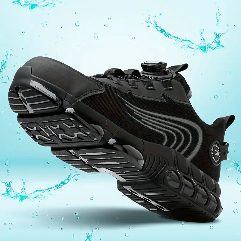 Rotating button new safety shoes for men anti-smashing anti-puncture work shoes fashionable men's sports shoes safety protective