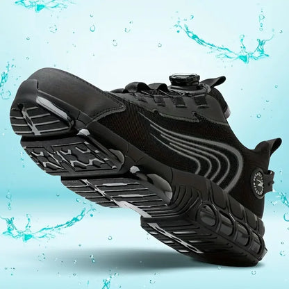 Rotating button new safety shoes for men anti-smashing anti-puncture work shoes fashionable men's sports shoes safety protective