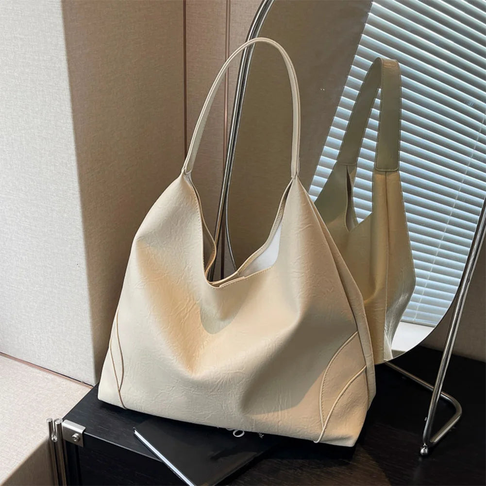 Slouchy Hobo Bag for Women Multi-pocket Handbag PU Leather Trendy Tote Bag Underarm Bag for Work Travel