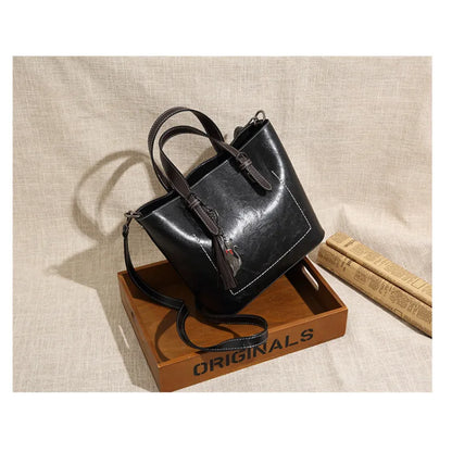 New Women’s Fashionable Handbag – Trendy Korean Bucket Bag with Tassel Pendant, Vintage Shoulder Tote