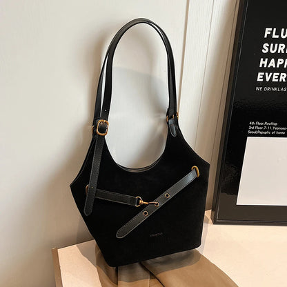 Suede Tote Bag for Women Suede Shoulder Bag Large Capacity Retro Shoulder Satchel Bag Large Shoulder Purse Shopping Bag