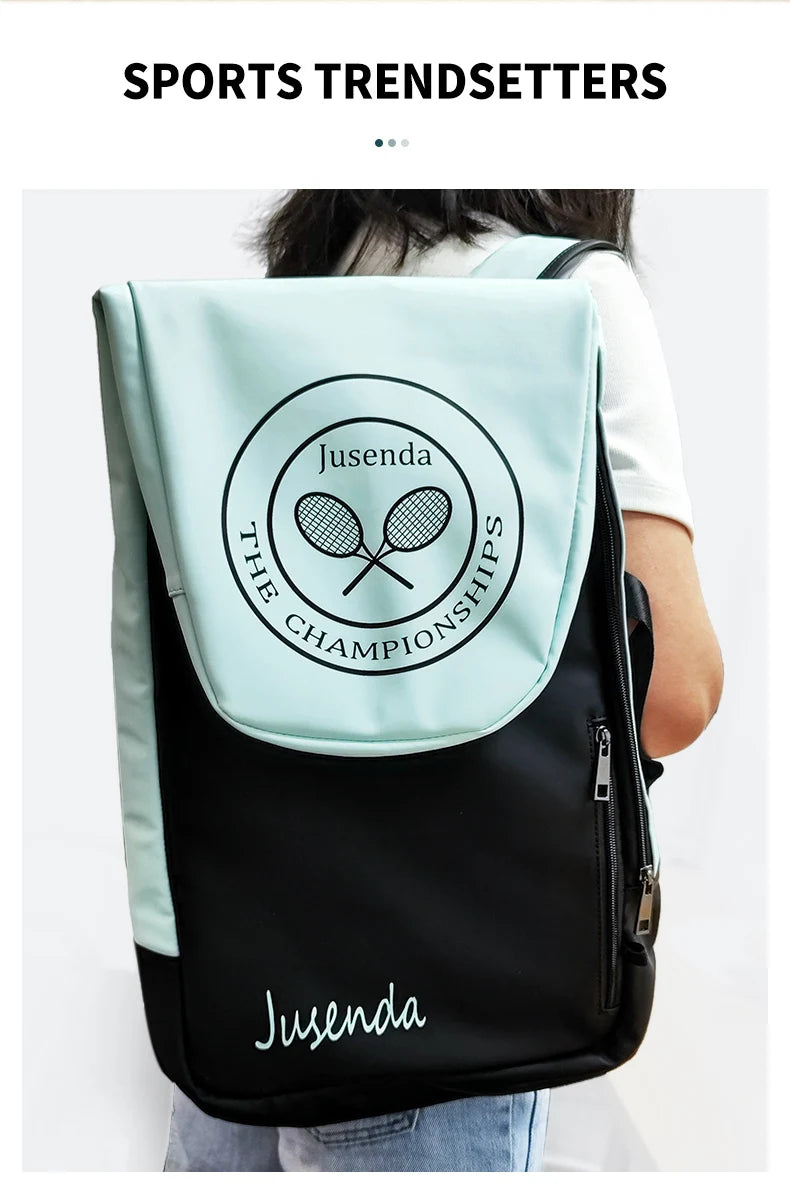 Jusenda Tennis Paddle Backpack Badminton Racket Bag Padel Carrying Handbag Large Capacity Gym Sports Bags Foldable for 2 Rackets
