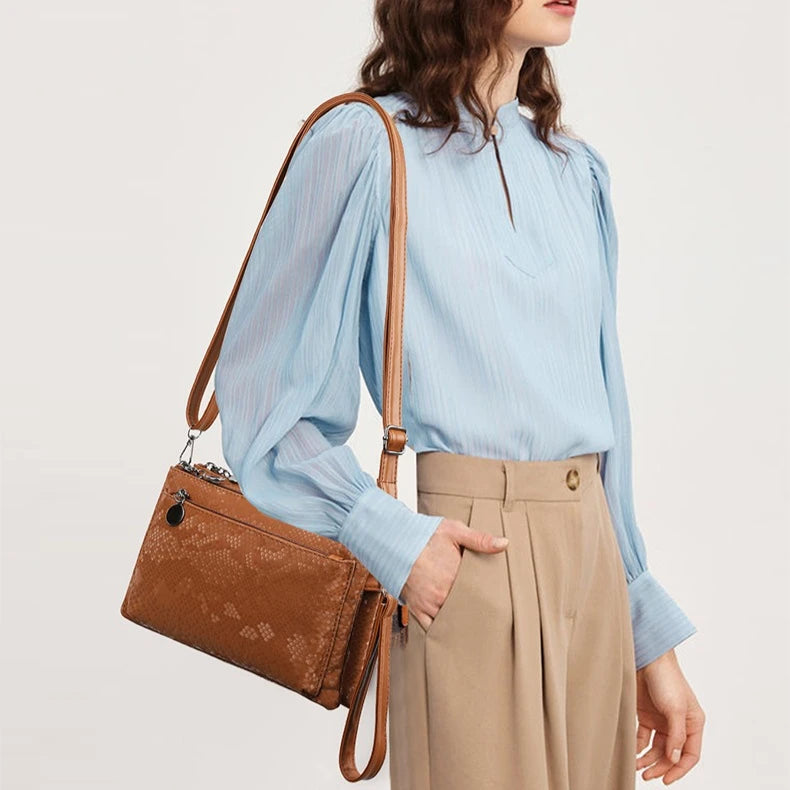 Sequins Three-layer Bag Women Soft Leather Shoulder Crossbody Messenger Bags Clutch Sac Luxury handbags women Bgas Designer