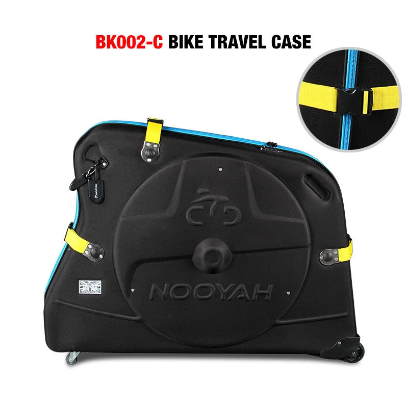 NOOYAH Bike Travel Case EVA Bike Bag for Transport Bicycle EVA Hardshell Bike Accessories Air Transport Bike Round Trip Suitcase
