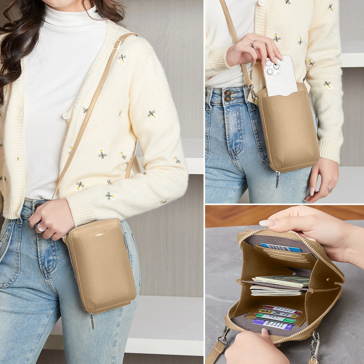 Crossbody Phone Bag Wallet small size Women's One Shoulder Adjustable Shoulder Strap, 6 Colors,