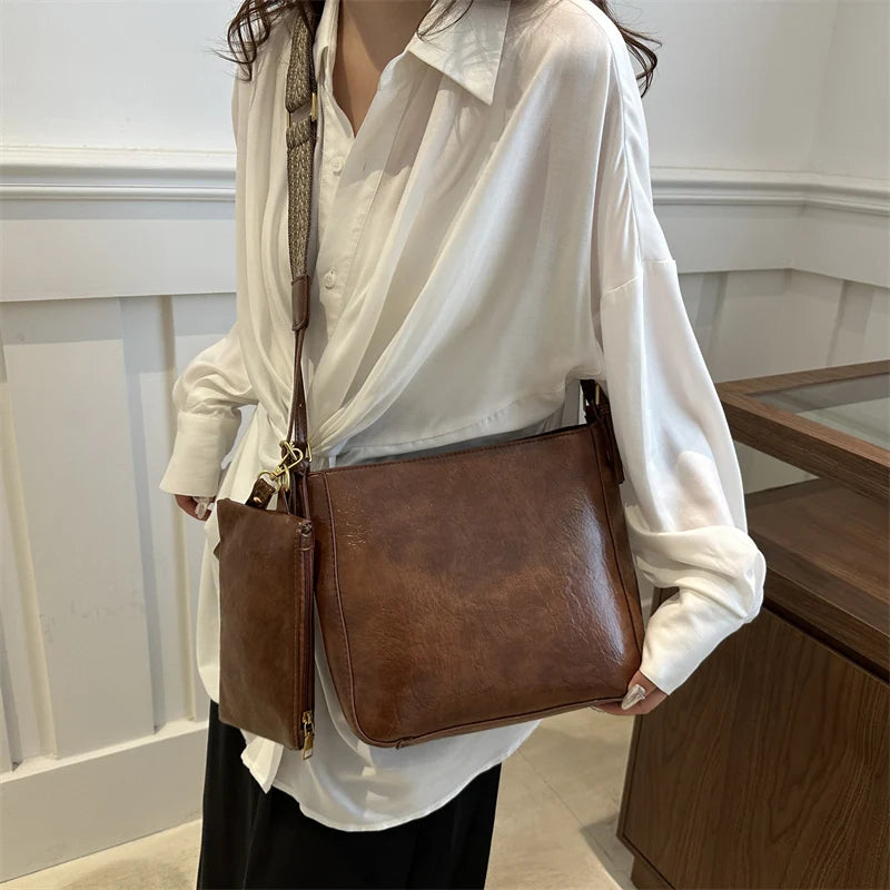 Crossbody Bag for Women with Adjustable Strap Hobo Purse Vegan Leather Solid Satchel Purse for Work Shopping