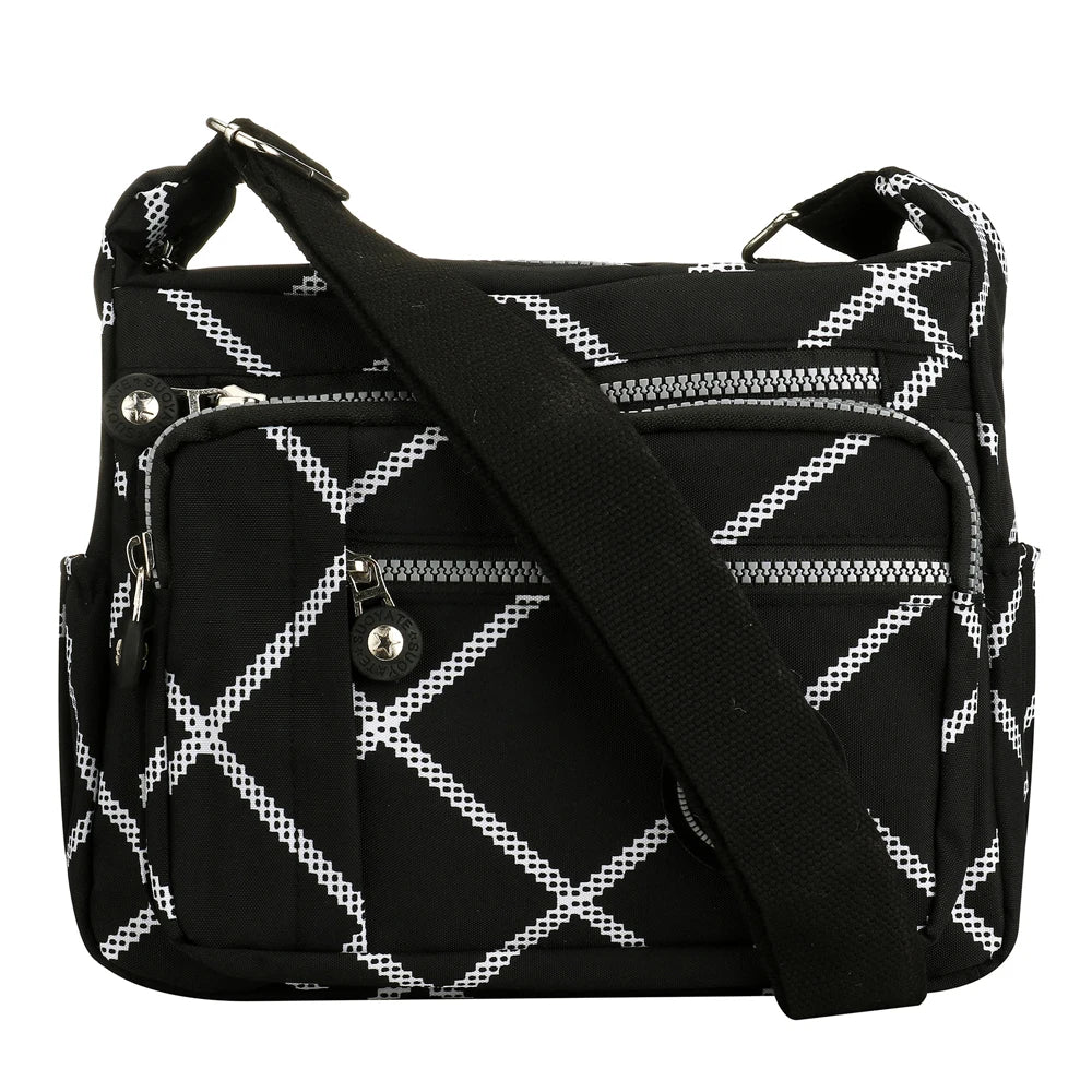 Fashion Multi-Pocket Women's Handbags Casual Crossbody Bag Floral Pattern Shoulder Bag Nylon Waterproof Messenger Bags
