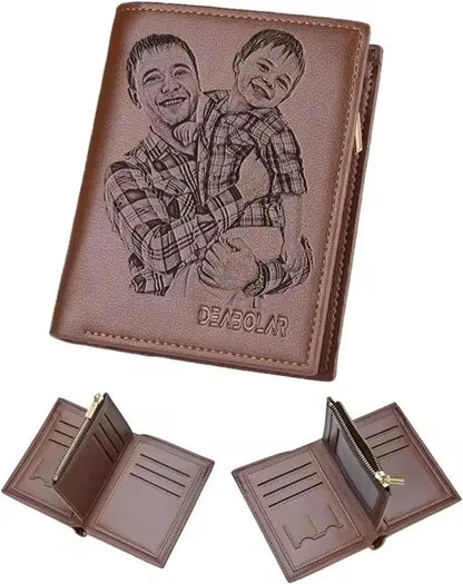 Custom Engraved Wallet,Personalized Photo RFID Wallets for Men,Husband,Dad,Son,Personalized Gifts for Bithday Anniversary Day