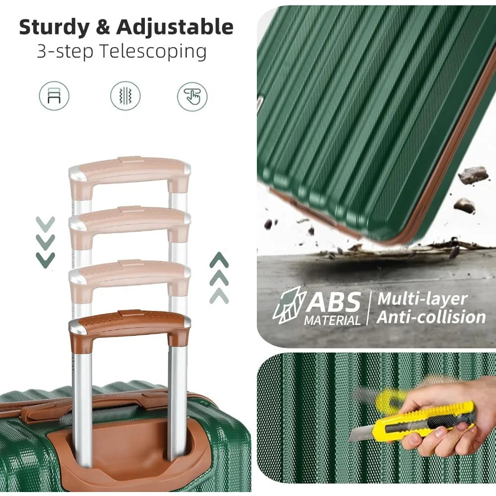 LARVENDER Luggage Set 6 Piece Large Suitcases with Wheels, Suitcase Set ABS Hard Shell Luggage Sets with Spinner Wheels, Carry O