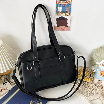 Japanese School Handbag PU Leather JK Uniform Bag with Zipper Closure Kawaii Shoulder Bag Underarm Bag Messenger Bag for Women