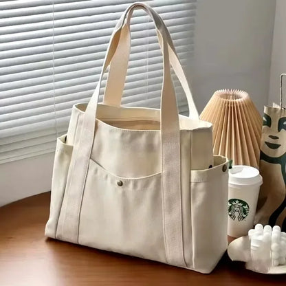 Large Capacity Canvas Tote Bags for Work Commuting Carrying Bag College Style Student Outfit Book Shoulder Bag