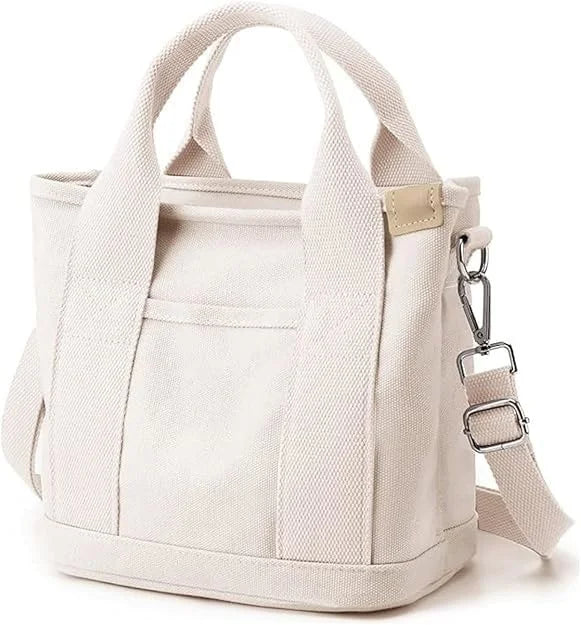 Small Tote Bag with Zipper, 2024 Canvas Multi-Pocket Crossbody Bag Shoulder Bag Satchel Hobo Bag Messenger Bag
