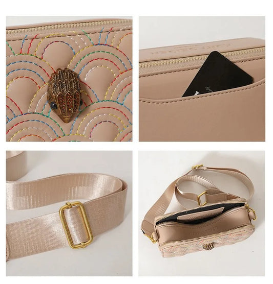 2024 New Exclusive Designer Carved Wide Strap Camera Square Bag, Fashion Trendy Satchel Crossbody Bag
