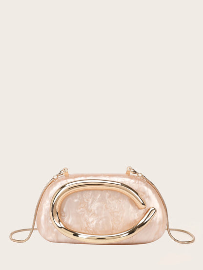 Fashion White Acrylic Clutch Bag Bride Metal Gold Women Luxury Evening Banquet Clutch Bag Shoulder Wedding Party Purse