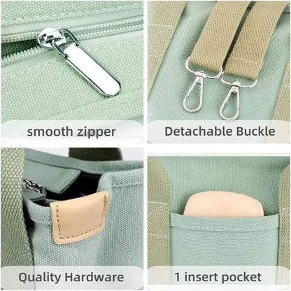 Small Tote Bag with Zipper, 2024 Canvas Multi-Pocket Crossbody Bag Shoulder Bag Satchel Hobo Bag Messenger Bag