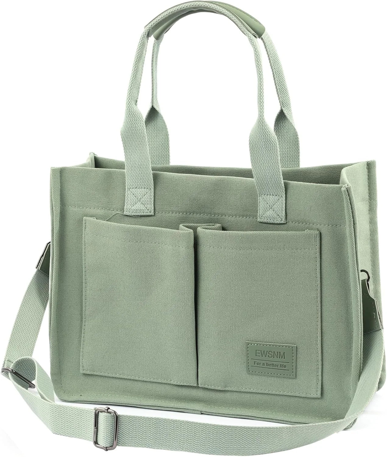 Canvas Tote Bag for Women, Large Laptop Travel Tote Handbag Totes with Crossbody Shoulder Teachers Reusable Grocery Bags