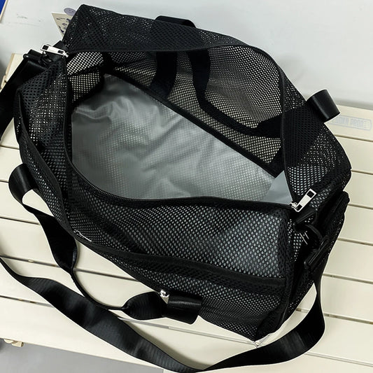 Mesh Travel Duffle Bag Gym Sports Bag with Shoe Compartment Luggage Bag Dry Wet Separation Large Capacity for Outdoor Travel